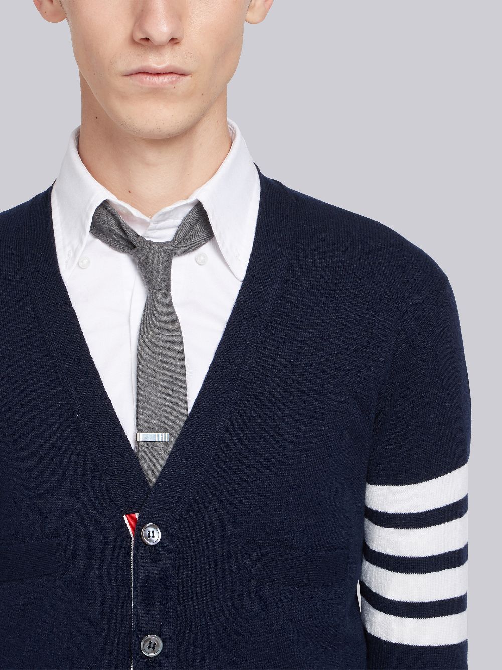 Thom Browne Cashmere 4-bar Short V-neck Strickjacke Herren Navy | CKD97H28829
