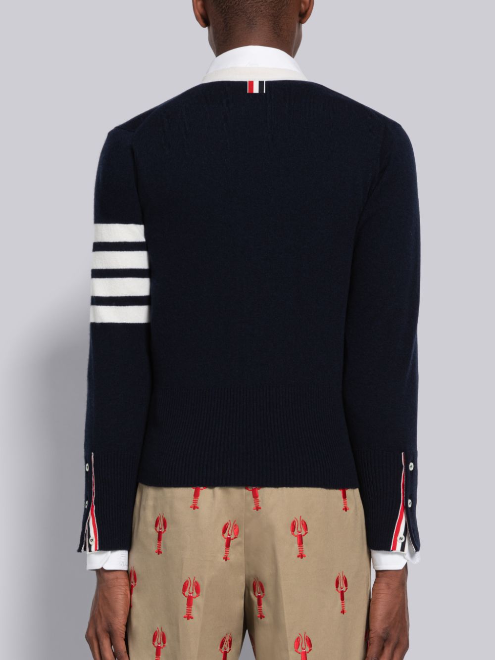 Thom Browne Cashmere Stripe V-Neck Strickjacke Herren Blau | CEB05R88984