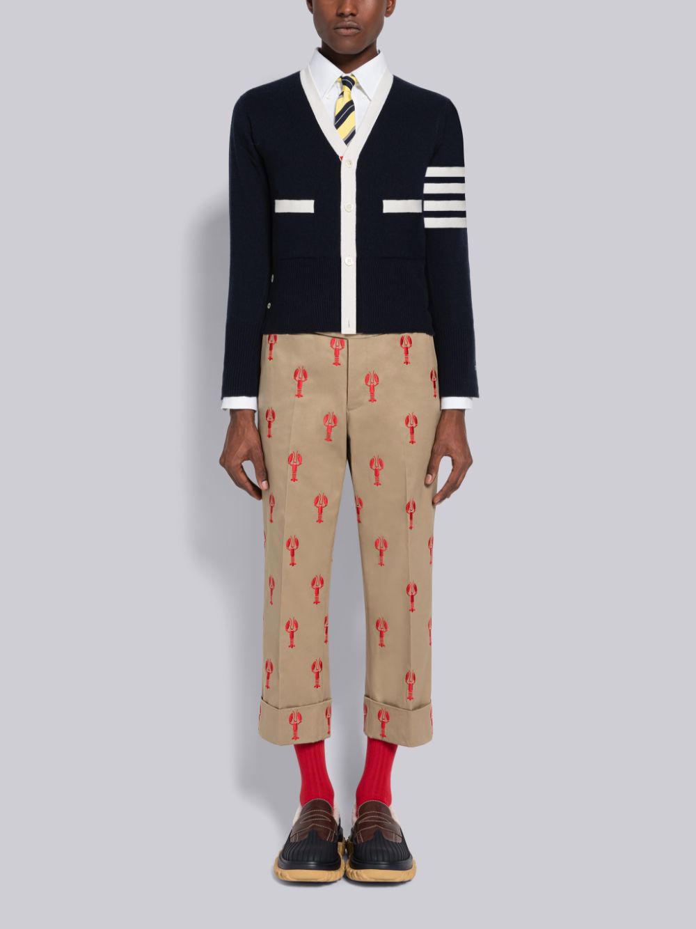 Thom Browne Cashmere Stripe V-Neck Strickjacke Herren Blau | CEB05R88984