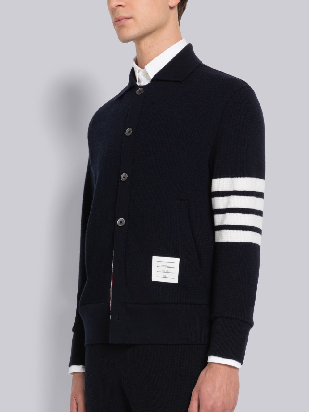 Thom Browne Cashmere Waffle 4-Bar Jacket Strickjacke Herren Blau | NLP73S99344