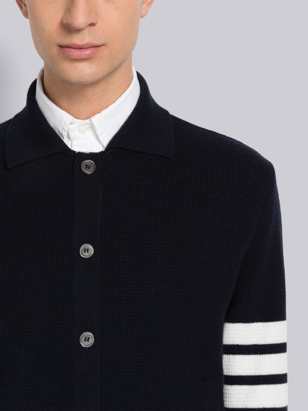 Thom Browne Cashmere Waffle 4-Bar Jacket Strickjacke Herren Blau | NLP73S99344