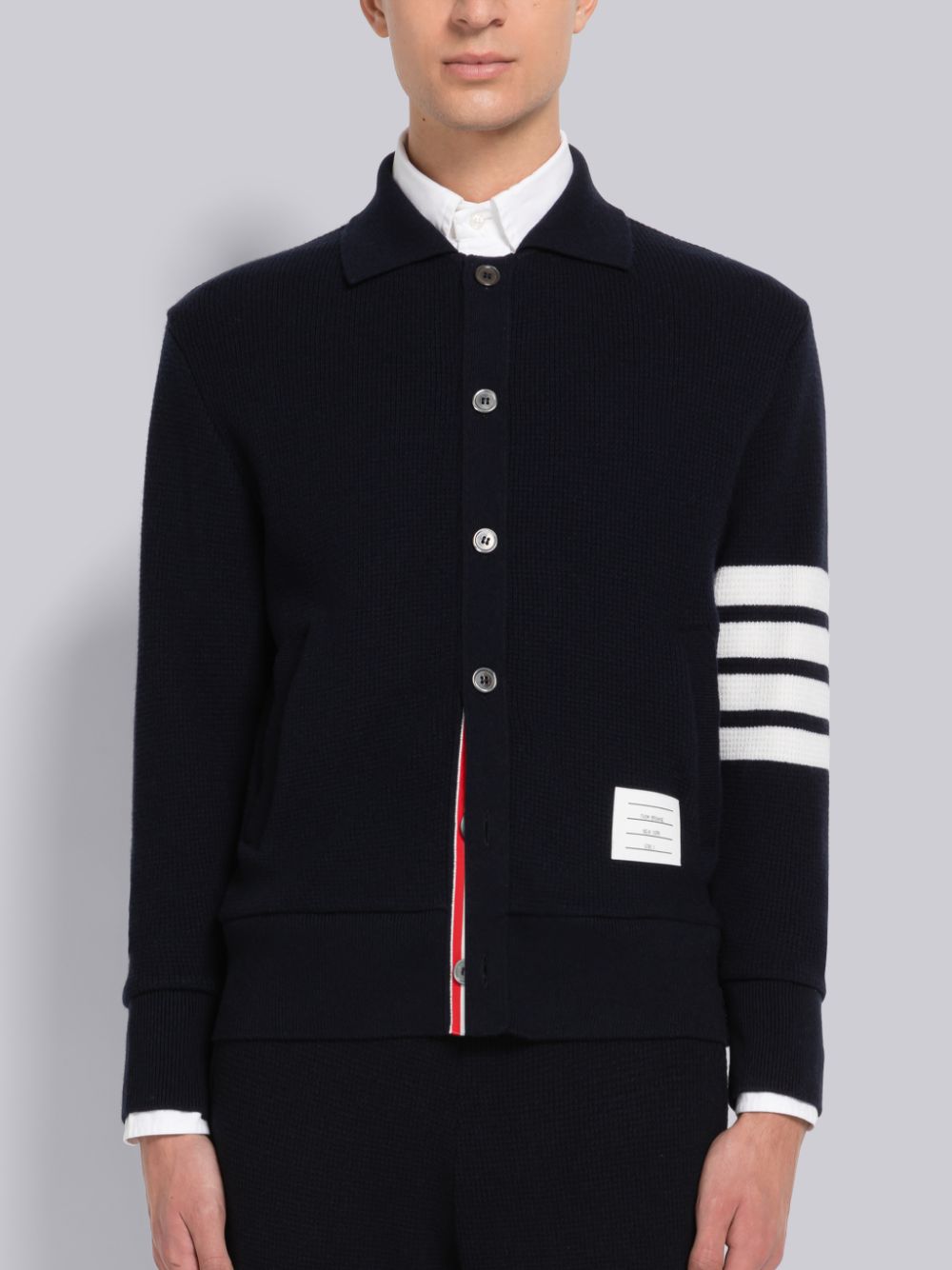 Thom Browne Cashmere Waffle 4-Bar Jacket Strickjacke Herren Blau | NLP73S99344