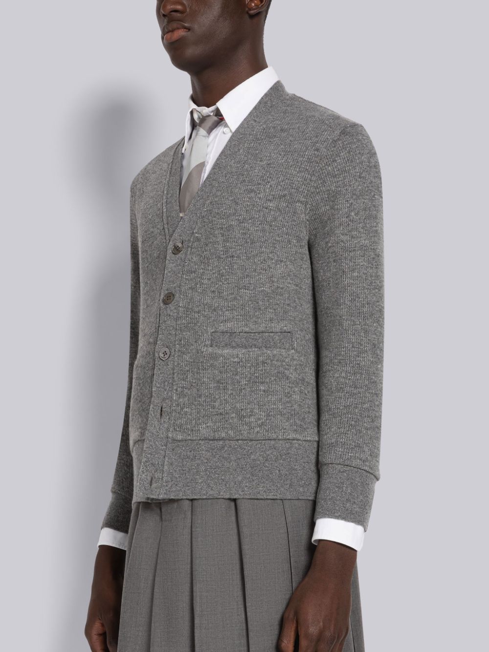Thom Browne Cashmere Waffle Strickjacke Herren Grau | RIT39L53454