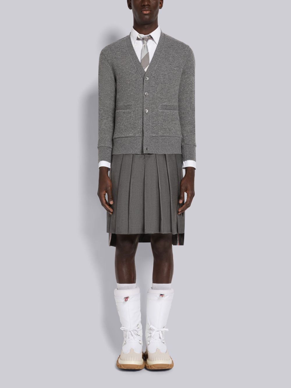 Thom Browne Cashmere Waffle Strickjacke Herren Grau | RIT39L53454