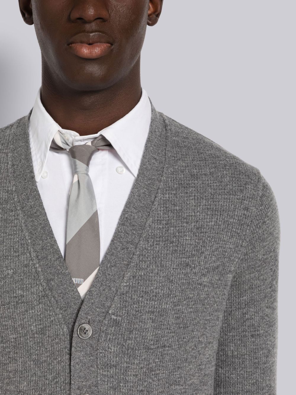 Thom Browne Cashmere Waffle Strickjacke Herren Grau | RIT39L53454
