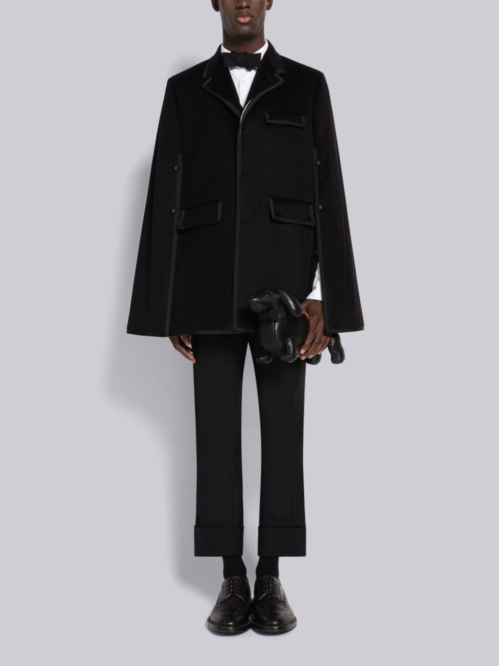 Thom Browne Chesterfield grosgrain-trim cape Mäntel Herren Schwarz | TYR95P75500