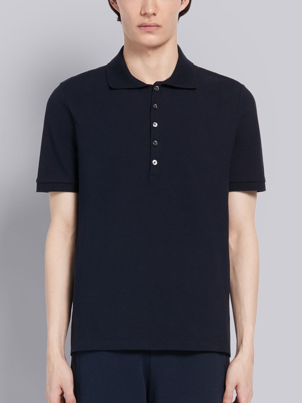 Thom Browne Classic Cotton Pique Side Insert 4-Bar Poloshirt Herren Navy | OPO29C13565