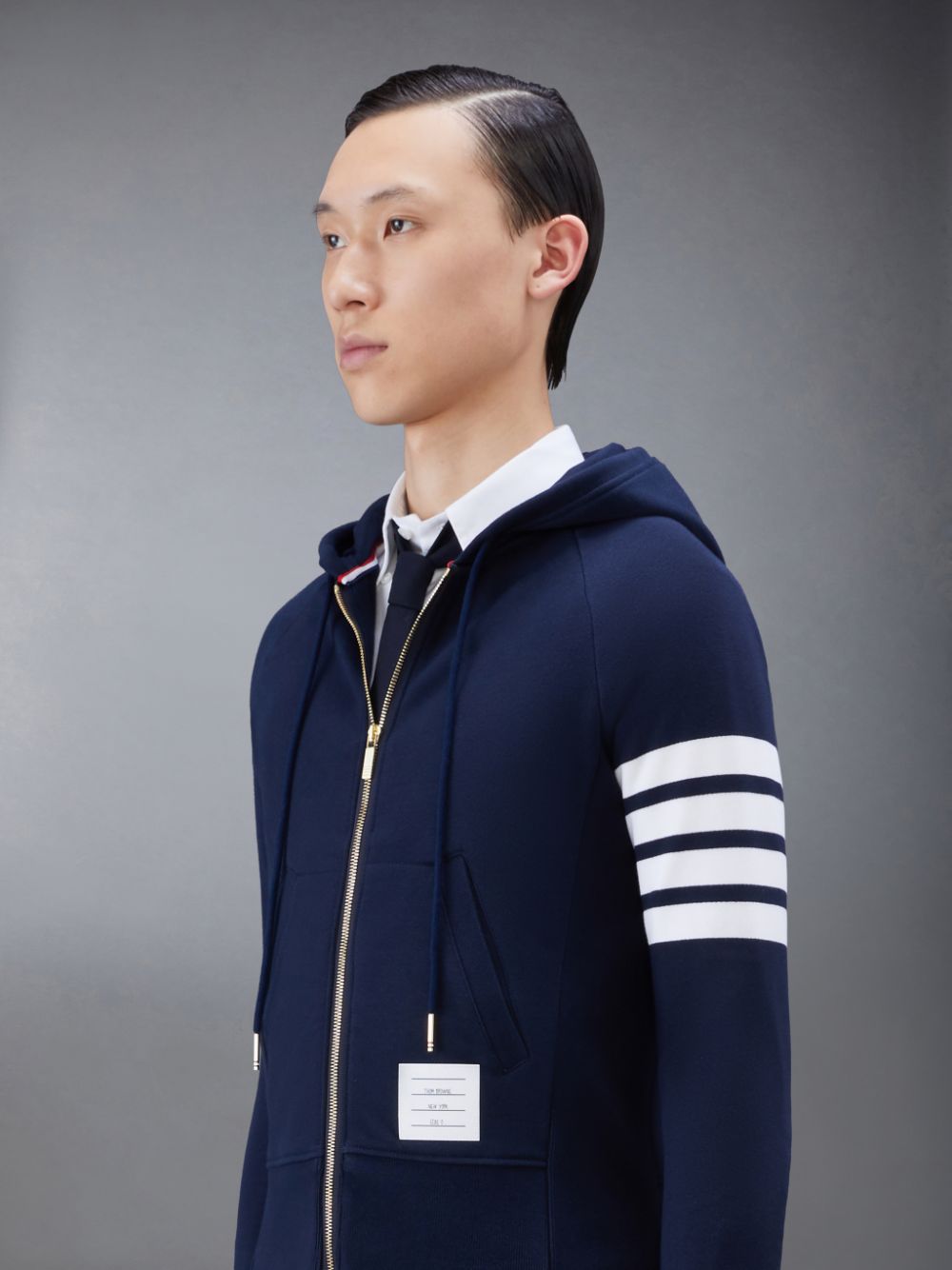 Thom Browne Classic Loopback 4-Bar Full Zip Hoodie Herren Blau | IJZ87F97170
