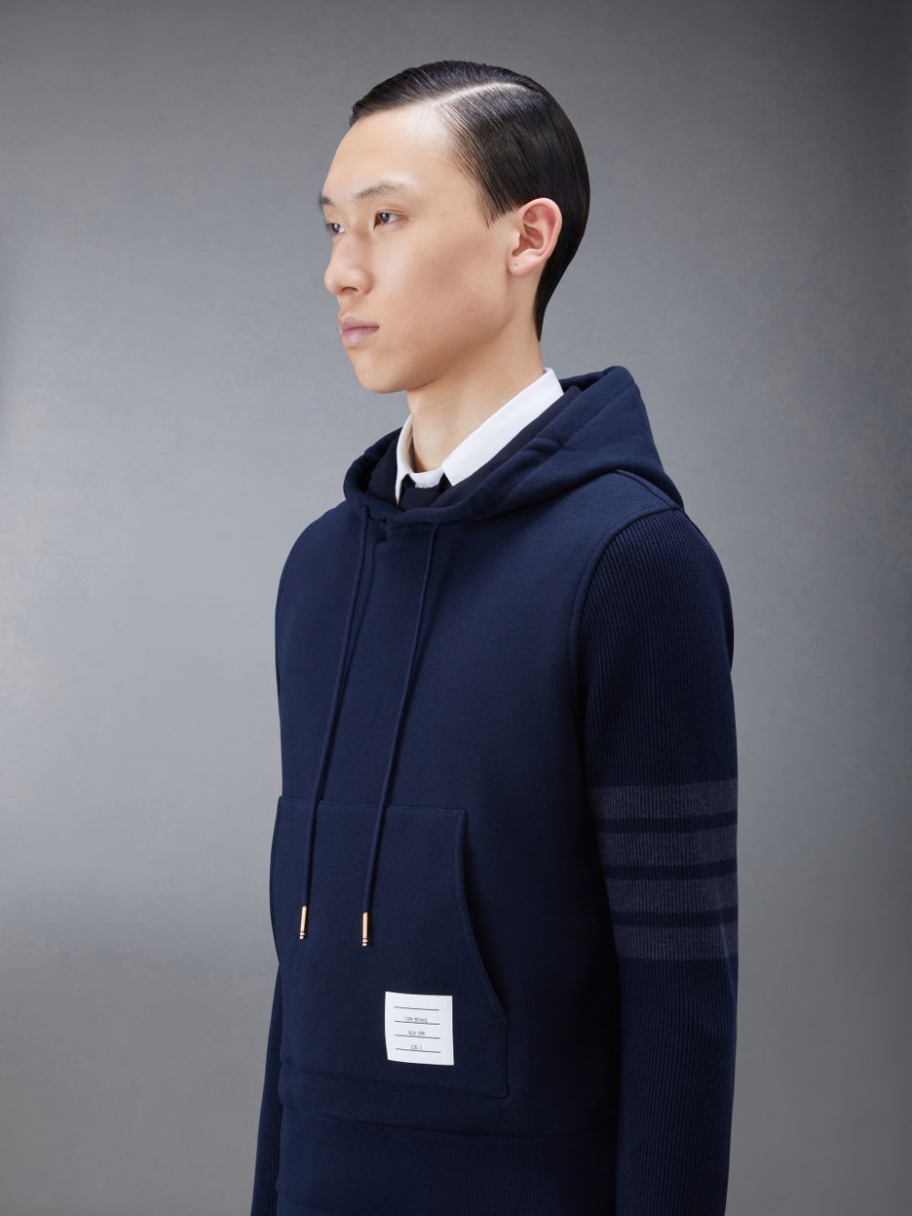 Thom Browne Classic Loopback 4-Bar Hoodie Herren Blau | MMH13K34314