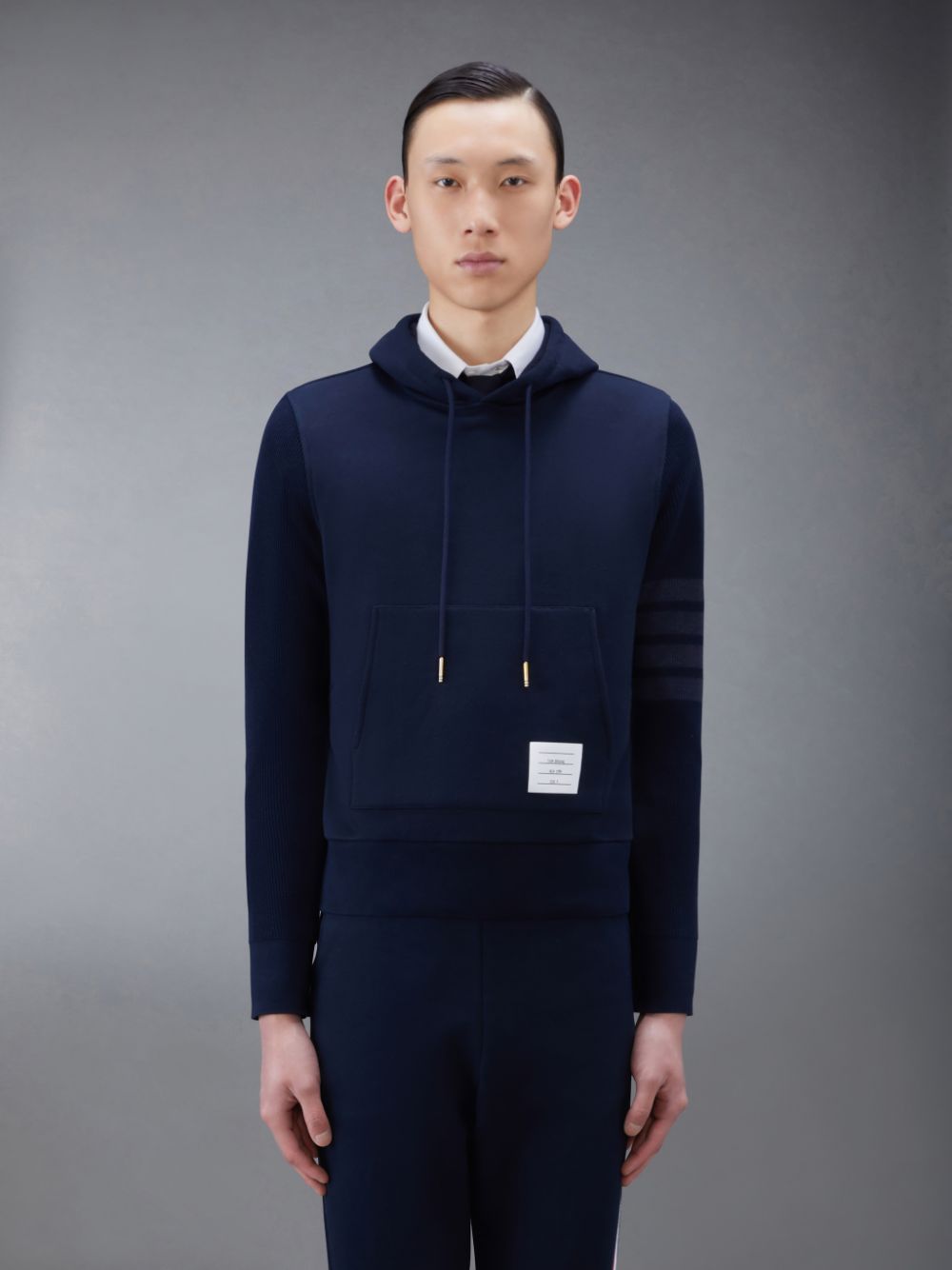 Thom Browne Classic Loopback 4-Bar Hoodie Herren Blau | MMH13K34314