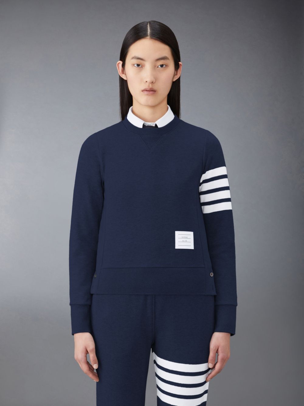 Thom Browne Classic Loopback 4-Bar Sweatshirts Damen Blau | FOY78A74691