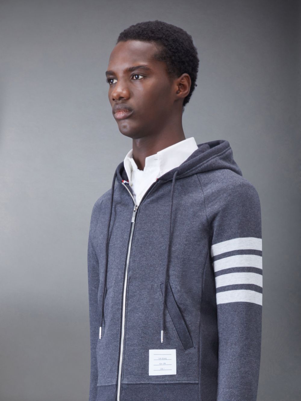 Thom Browne Classic Loopback 4-Bar Zip Hoodie Herren Grau | MJW79K00150