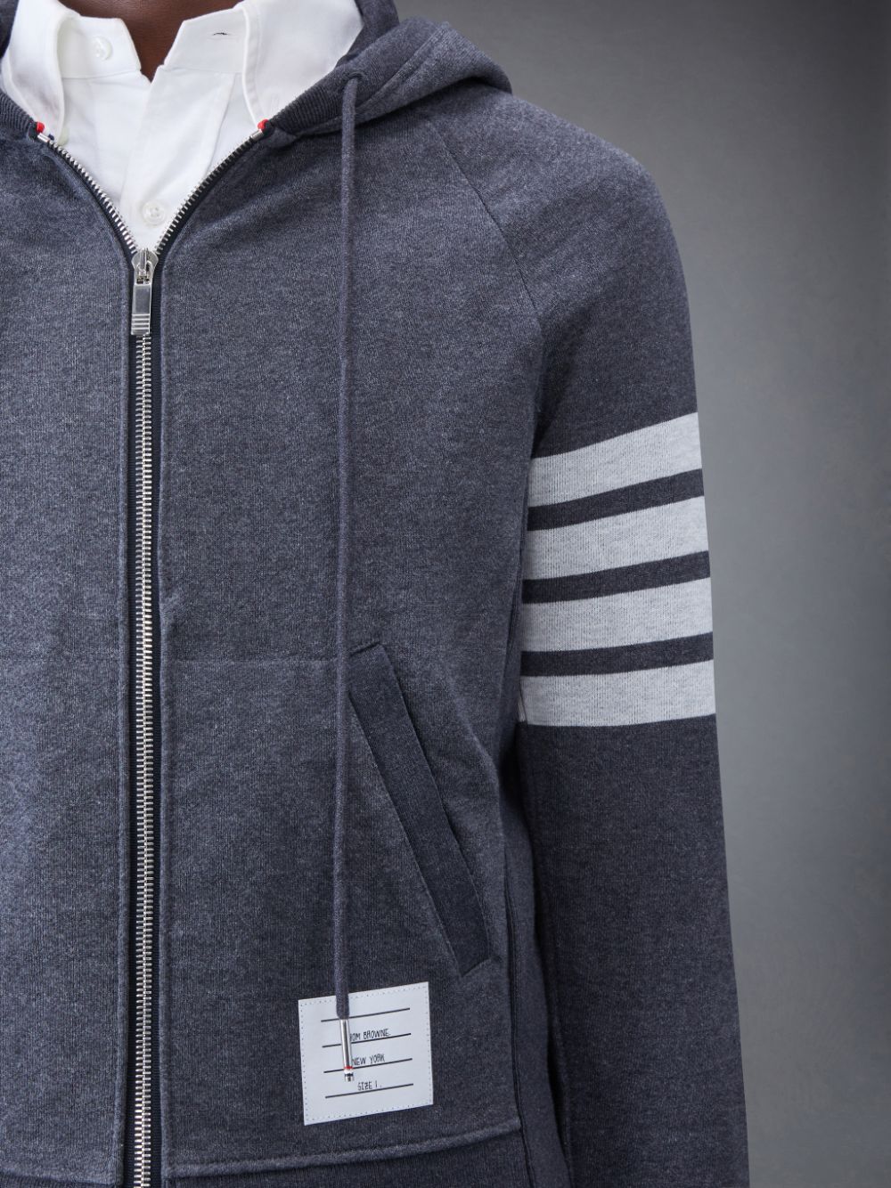 Thom Browne Classic Loopback 4-Bar Zip Hoodie Herren Grau | MJW79K00150