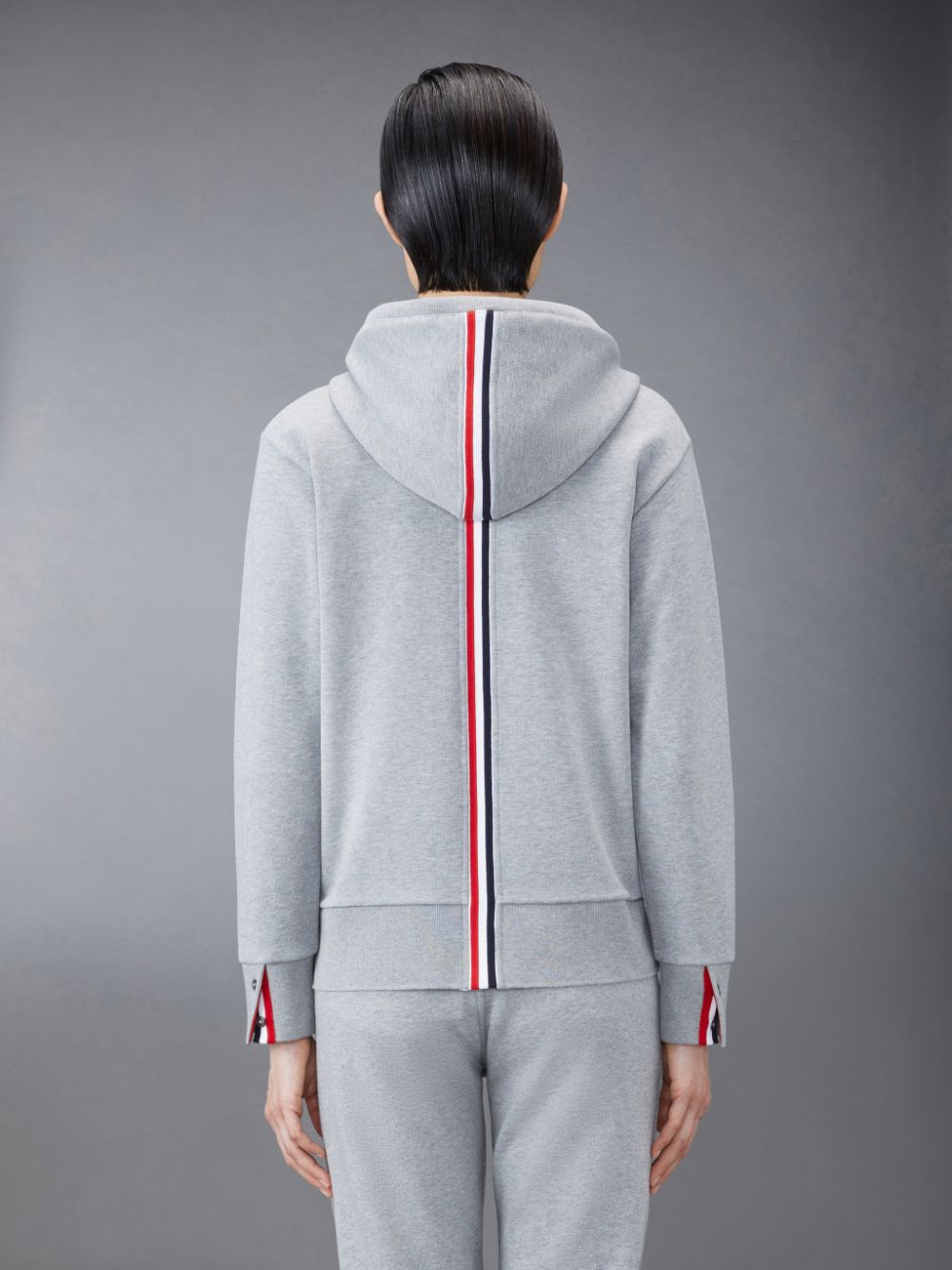 Thom Browne Classic Loopback Stripe Full Zip Hoodie Damen Grau | QWX69R62144