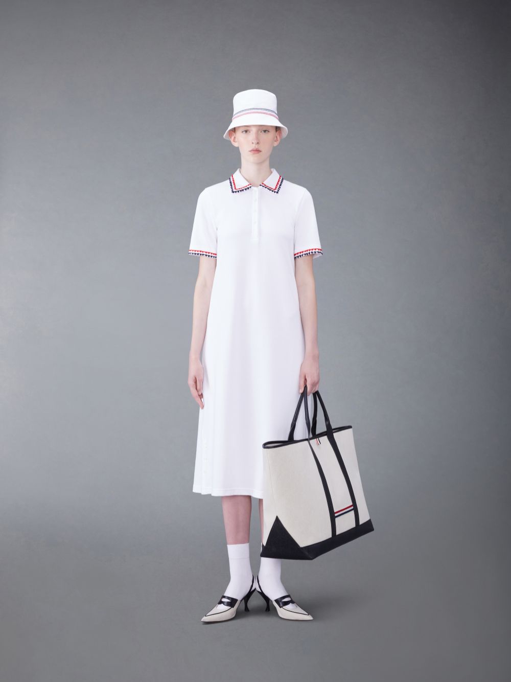 Thom Browne Classic Pique Polo Kleid Damen Weiß | VNI27O83697