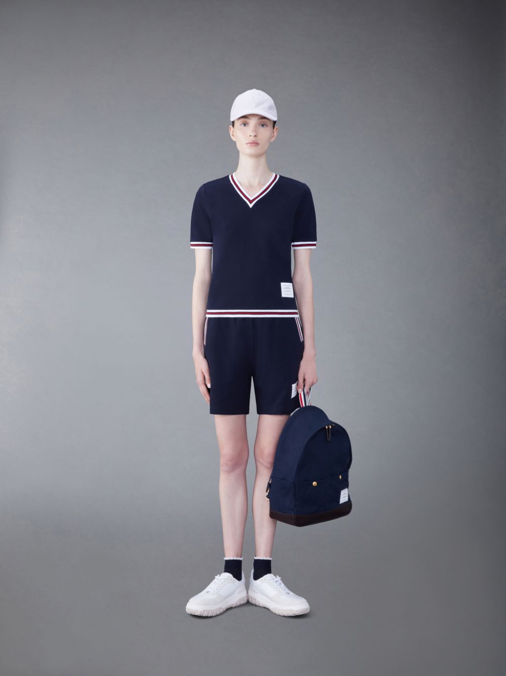 Thom Browne Classic Pique Stripe Kurze Hose Damen Blau | QOM58O07827