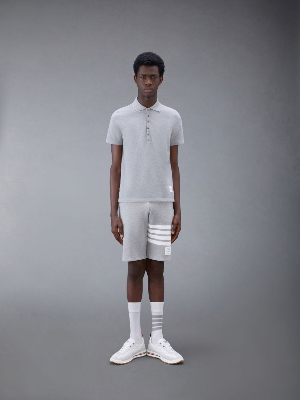 Thom Browne Classic Pique Stripe Relaxed Poloshirt Herren Grau | RME12A65570