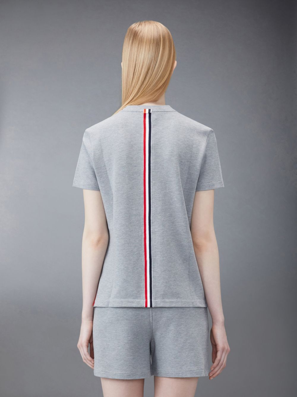 Thom Browne Classic Pique Stripe T-shirts Damen Grau | MFR03T21701