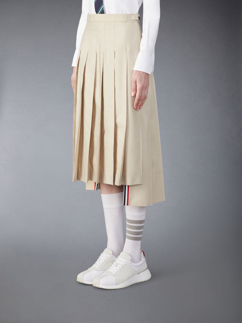Thom Browne Classic Typewriter Midi Pleated Röcke Damen Beige | XXH92W55391