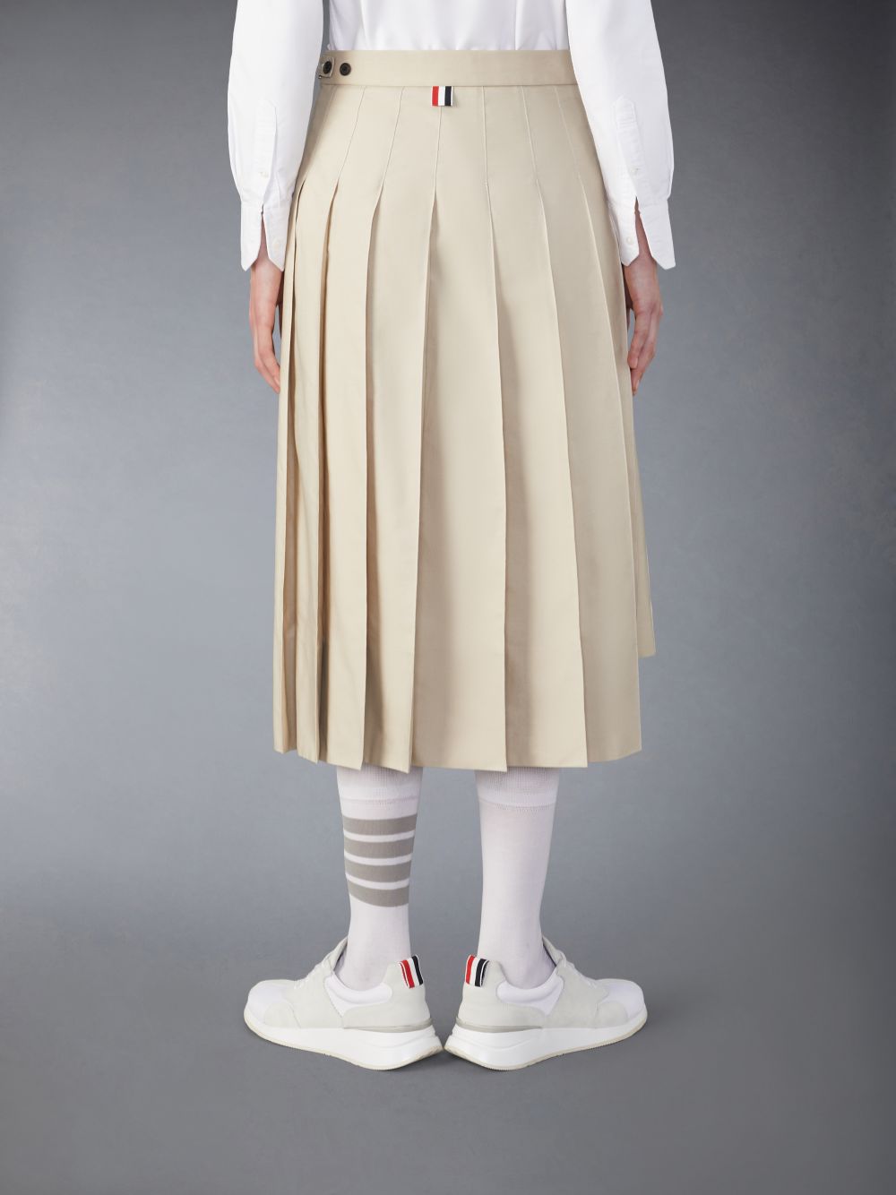 Thom Browne Classic Typewriter Midi Pleated Röcke Damen Beige | XXH92W55391