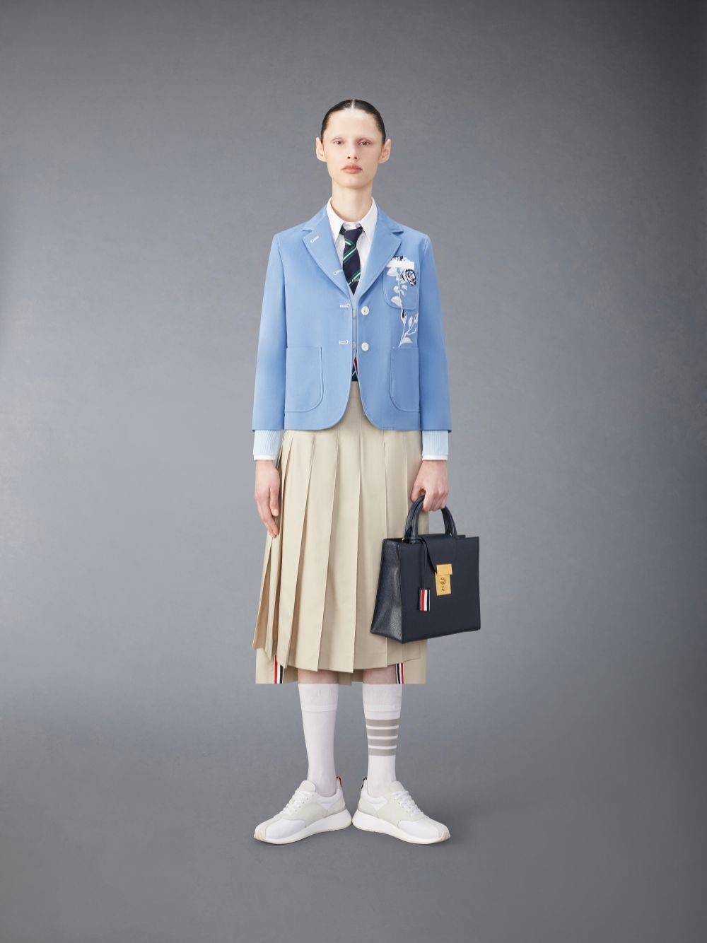 Thom Browne Classic Typewriter Midi Pleated Röcke Damen Beige | XXH92W55391