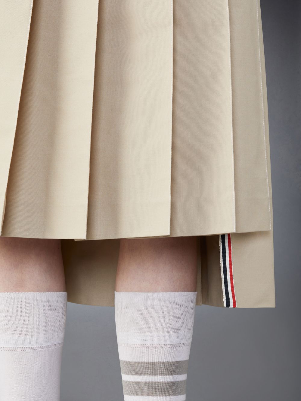 Thom Browne Classic Typewriter Midi Pleated Röcke Damen Beige | XXH92W55391