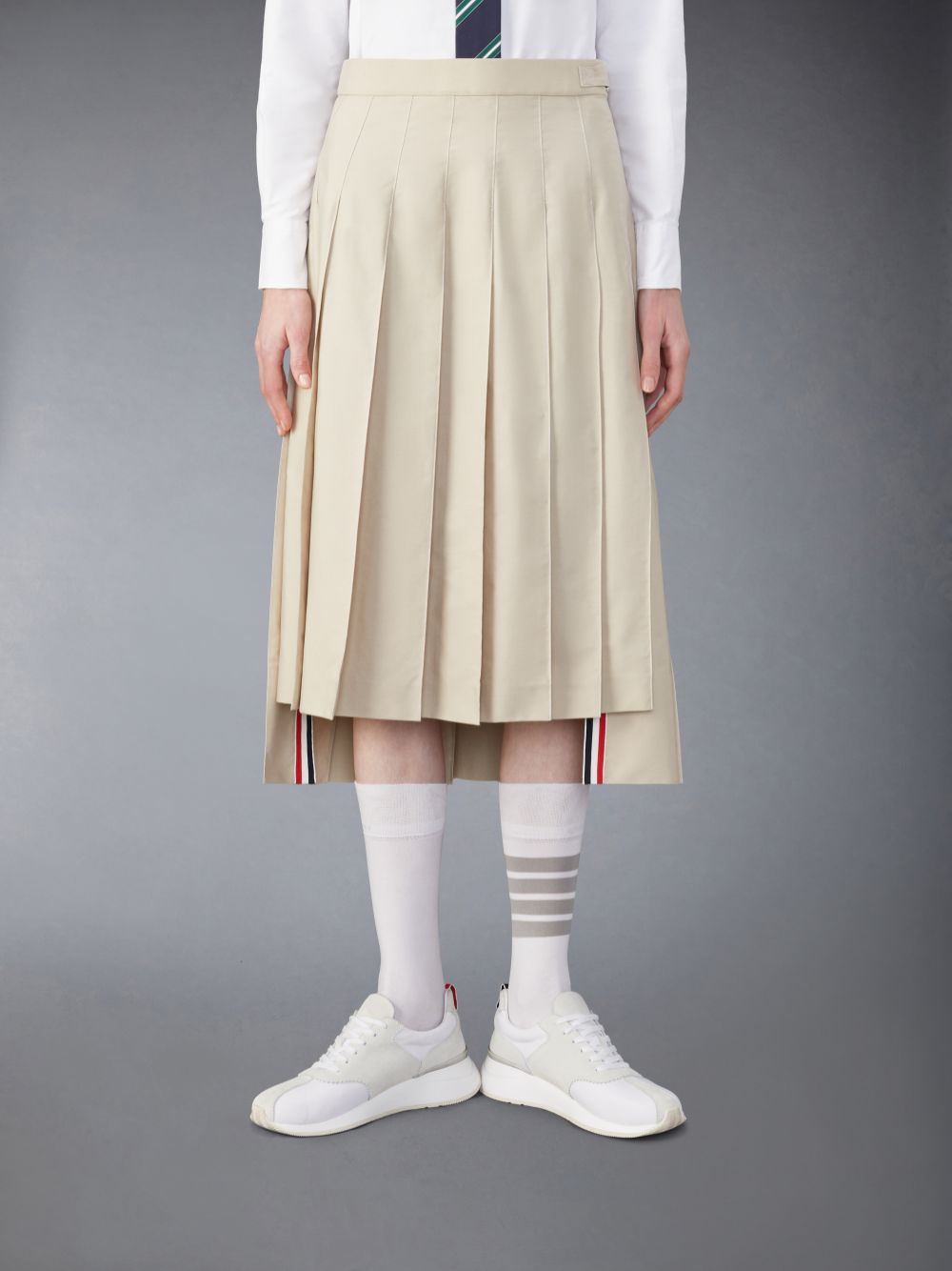 Thom Browne Classic Typewriter Midi Pleated Röcke Damen Beige | XXH92W55391