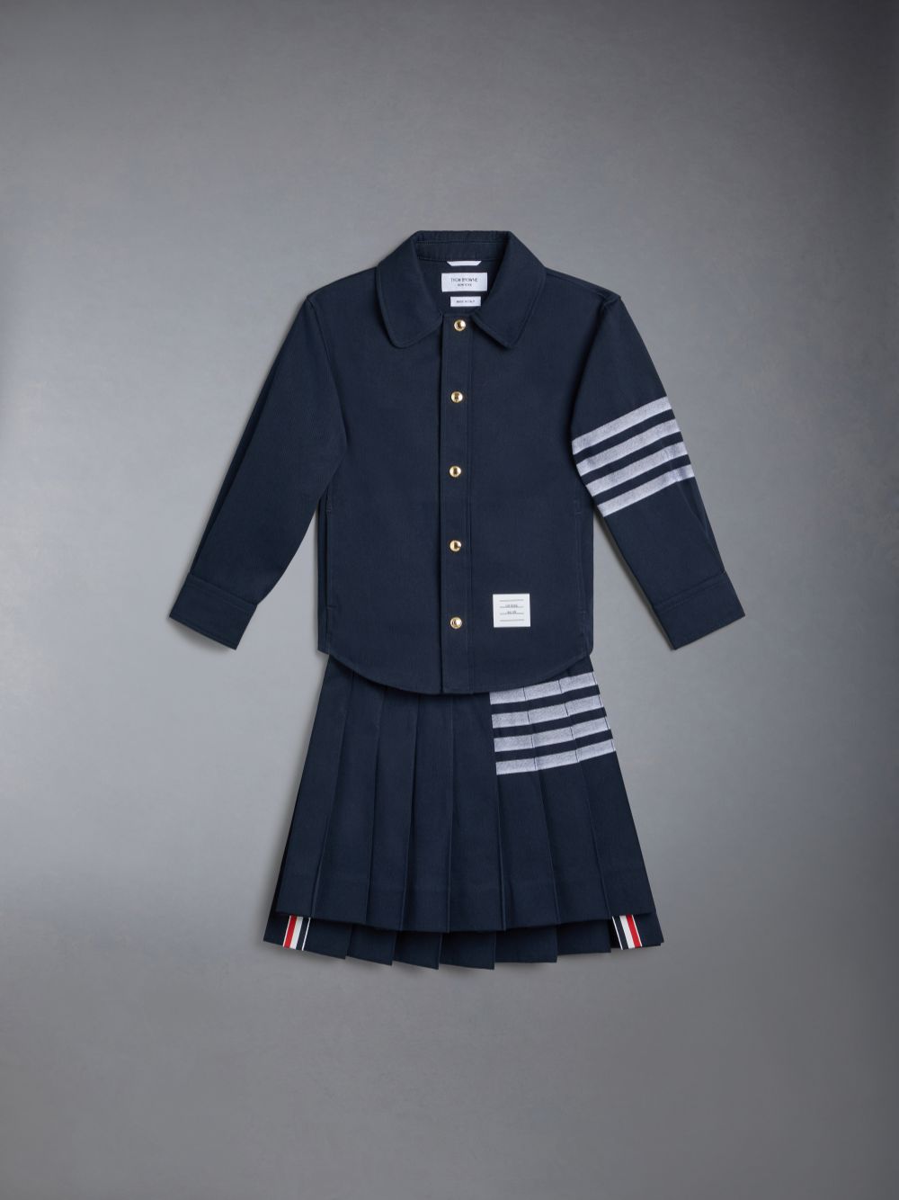 Thom Browne Cotton 4-Bar Shirt Jacken Jungen Blau | UVZ96C20844