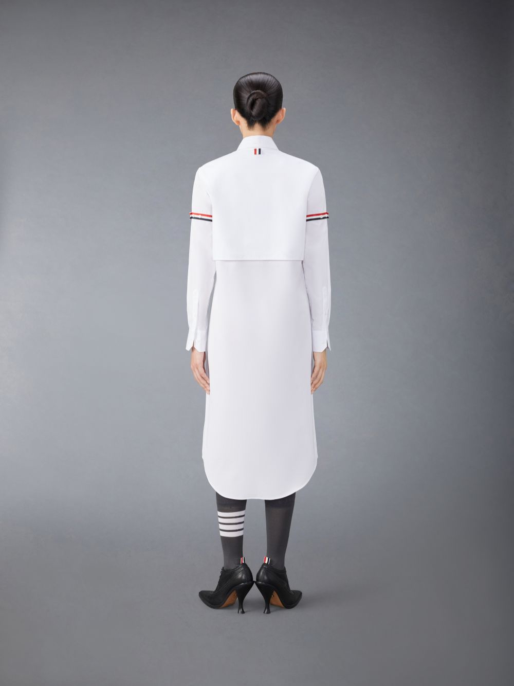 Thom Browne Cotton Armband Easy Fit Maxi Shirt Kleid Damen Weiß | JLL70U38981