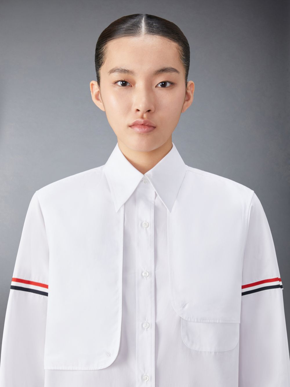 Thom Browne Cotton Armband Easy Fit Maxi Shirt Kleid Damen Weiß | JLL70U38981