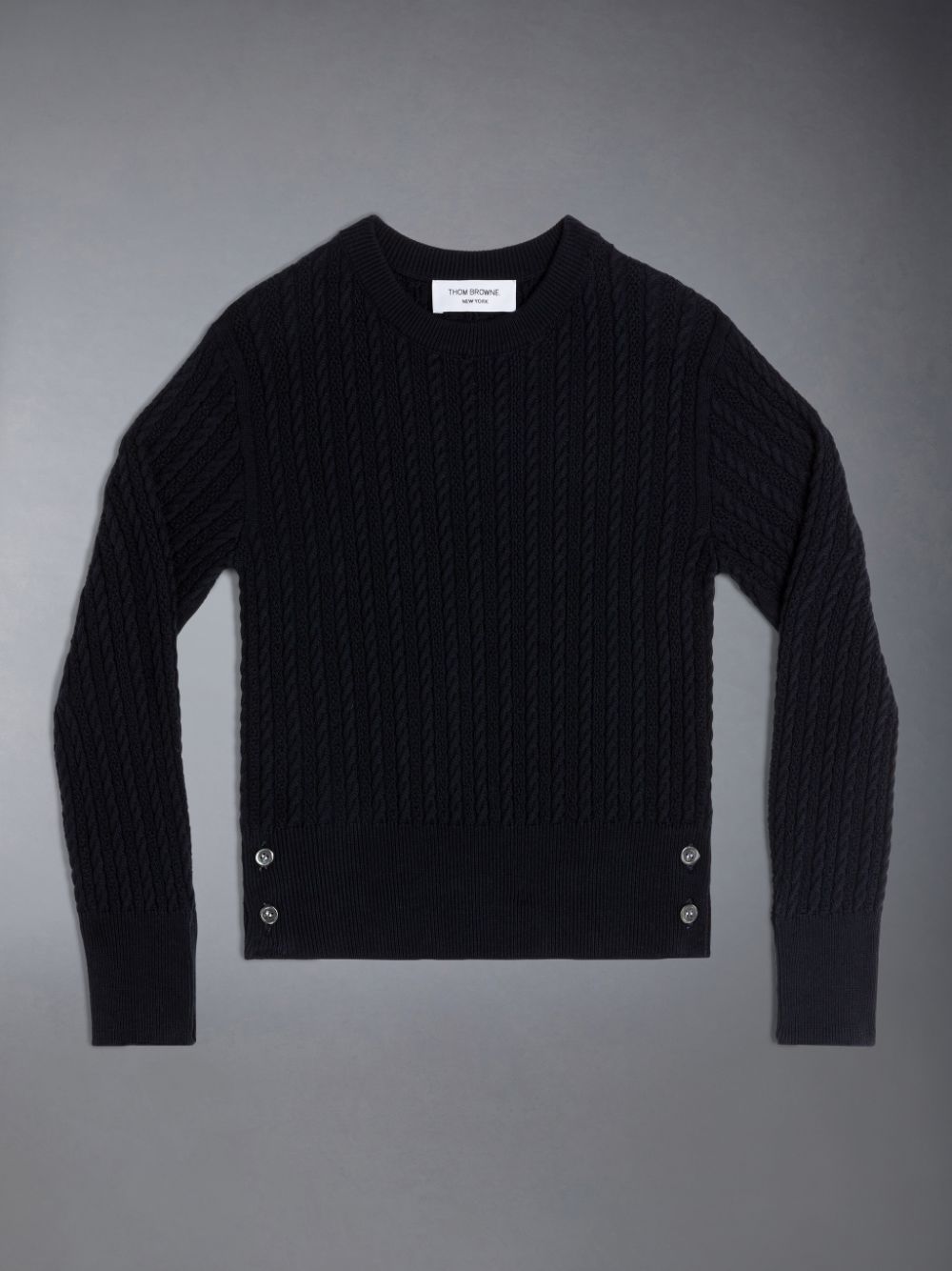 Thom Browne Cotton Cable Knit Pullover Mädchen Schwarz | NNW21A58226