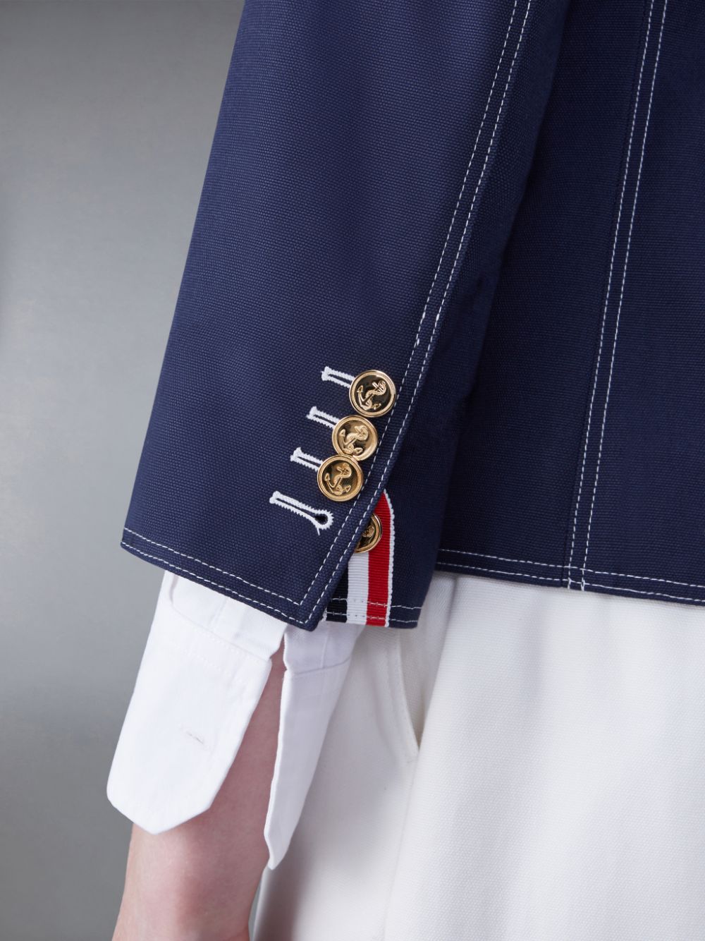 Thom Browne Cotton Canvas Cropped Patch Pocket Sack Jacken Damen Blau | MEU34Q43744