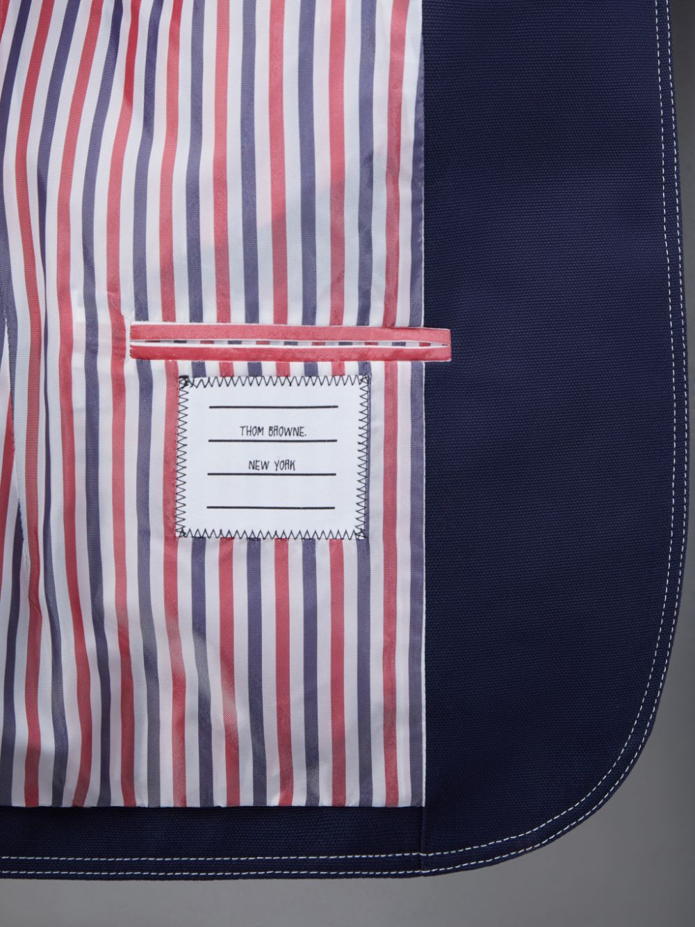 Thom Browne Cotton Canvas Cropped Patch Pocket Sack Jacken Damen Blau | MEU34Q43744
