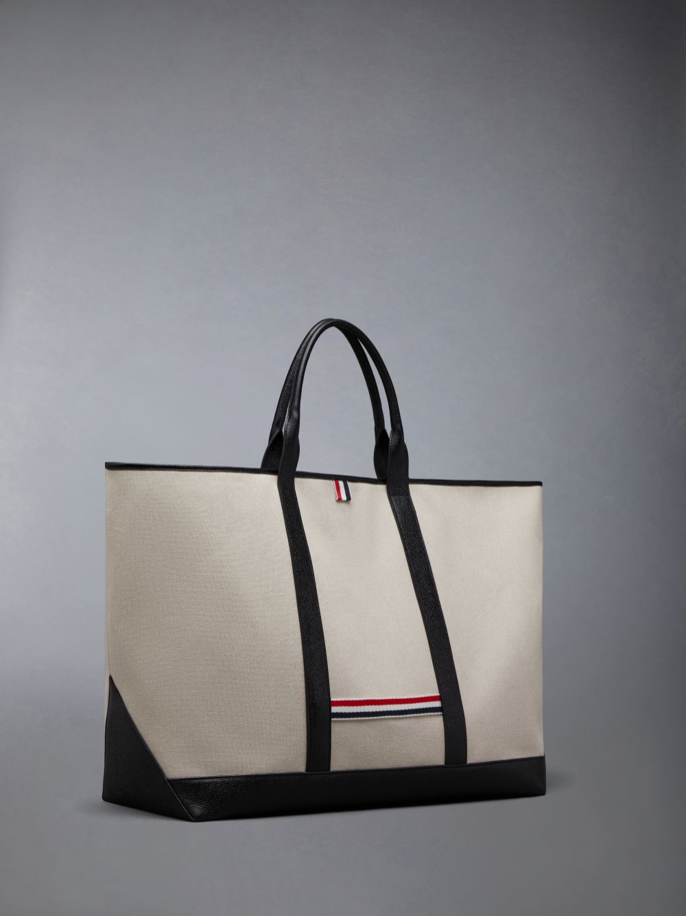 Thom Browne Cotton Canvas Leather Oversized Tool Tragetaschen Damen Beige | JEZ91A26972