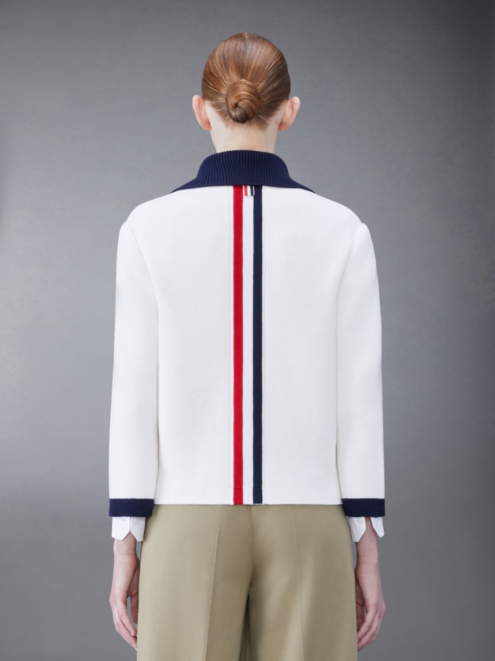 Thom Browne Cotton Cashmere Polo Collar Pocket Jacken Damen Weiß | MPL41G74120