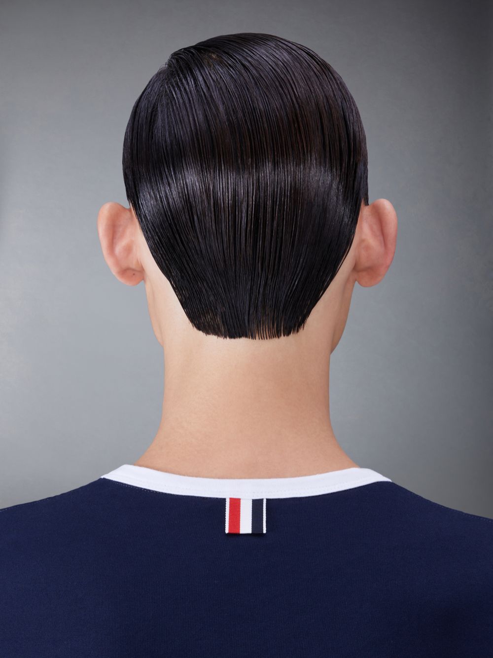 Thom Browne Cotton Contrast Trim T-shirts Herren Navy | DFF28N66953