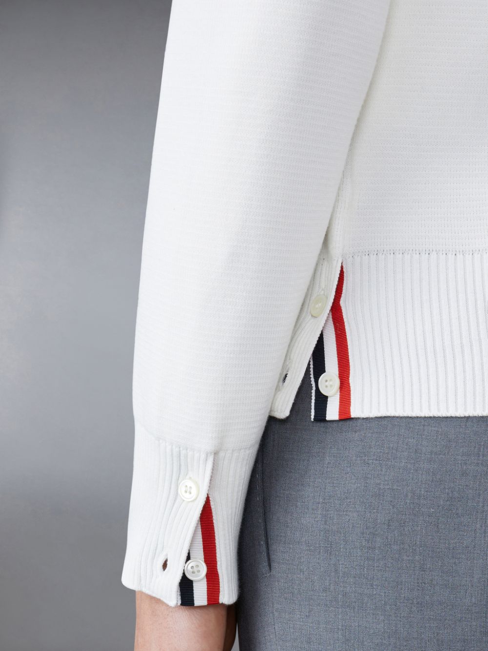 Thom Browne Cotton Crepe V-Neck Strickjacke Herren Weiß | RIV18L17971