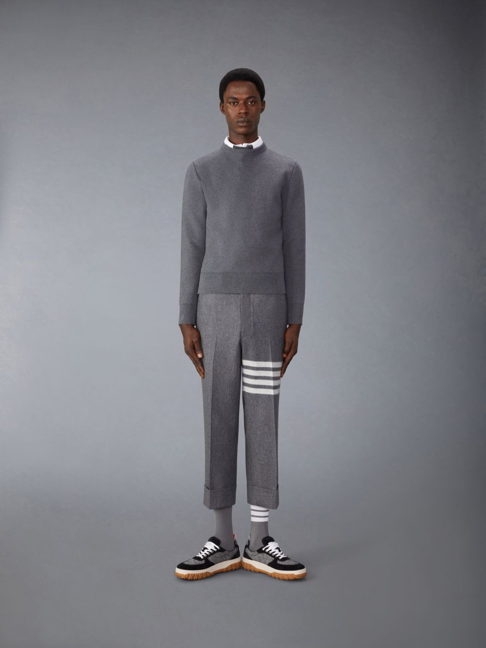 Thom Browne Cotton Milano Stitch Pullover Herren Grau | NCJ51G47952