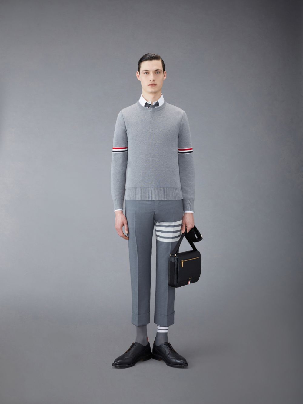Thom Browne Cotton Milano Stripe Pullover Herren Grau | XNB69F08141