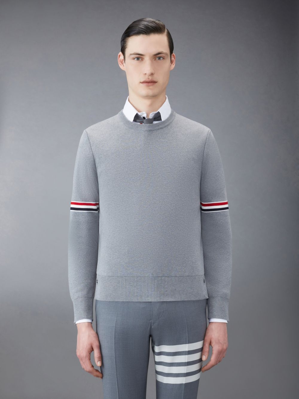 Thom Browne Cotton Milano Stripe Pullover Herren Grau | XNB69F08141
