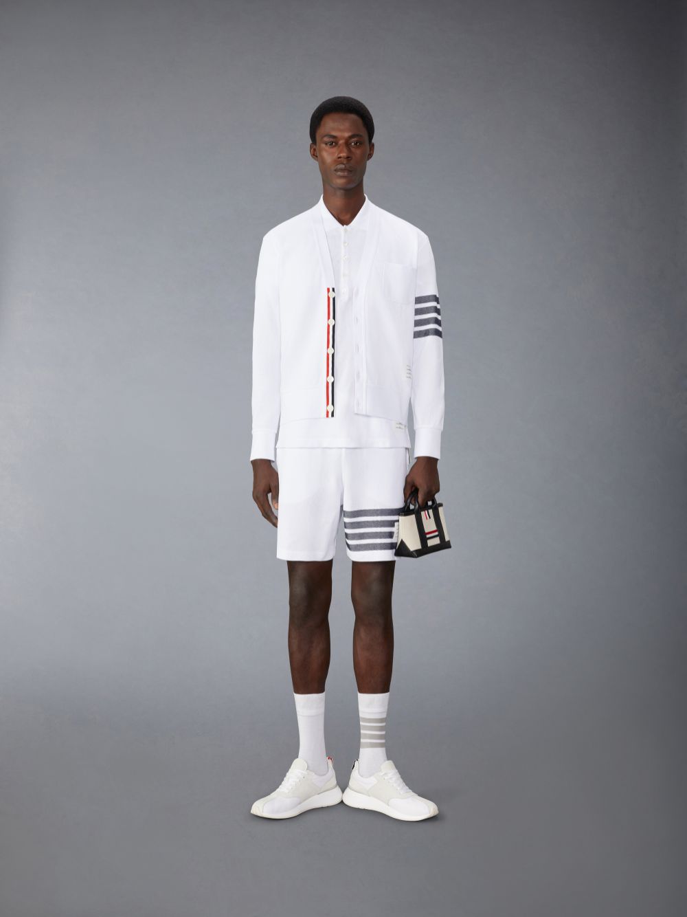 Thom Browne Cotton Pique 4-Bar Poloshirt Herren Weiß | VHL22G49481