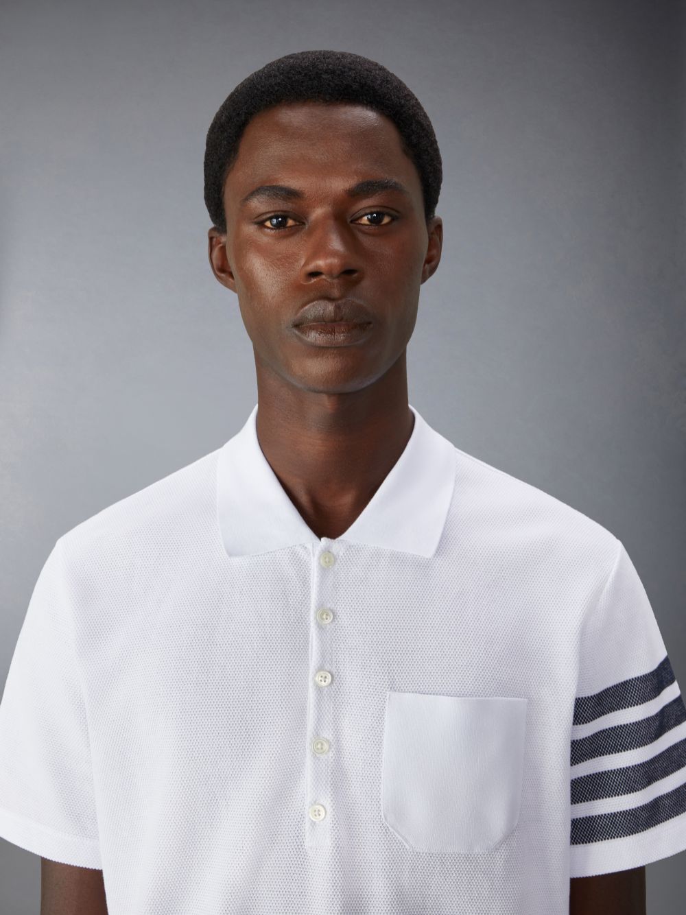 Thom Browne Cotton Pique 4-Bar Poloshirt Herren Weiß | VHL22G49481