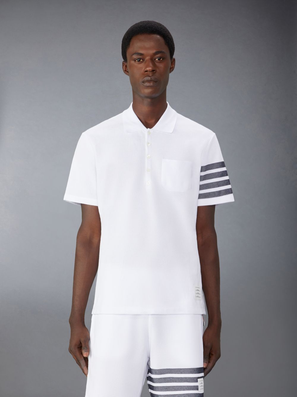 Thom Browne Cotton Pique 4-Bar Poloshirt Herren Weiß | VHL22G49481