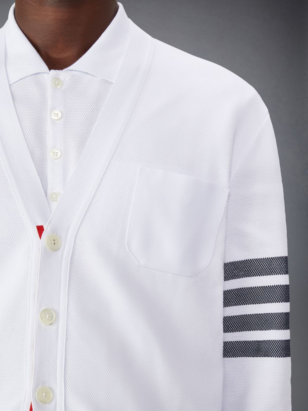 Thom Browne Cotton Pique 4-Bar Strickjacke Herren Weiß | MHX32F21479