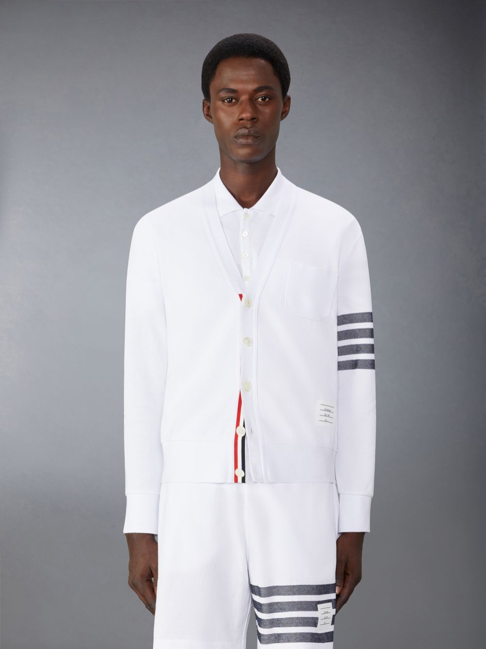 Thom Browne Cotton Pique 4-Bar Strickjacke Herren Weiß | MHX32F21479
