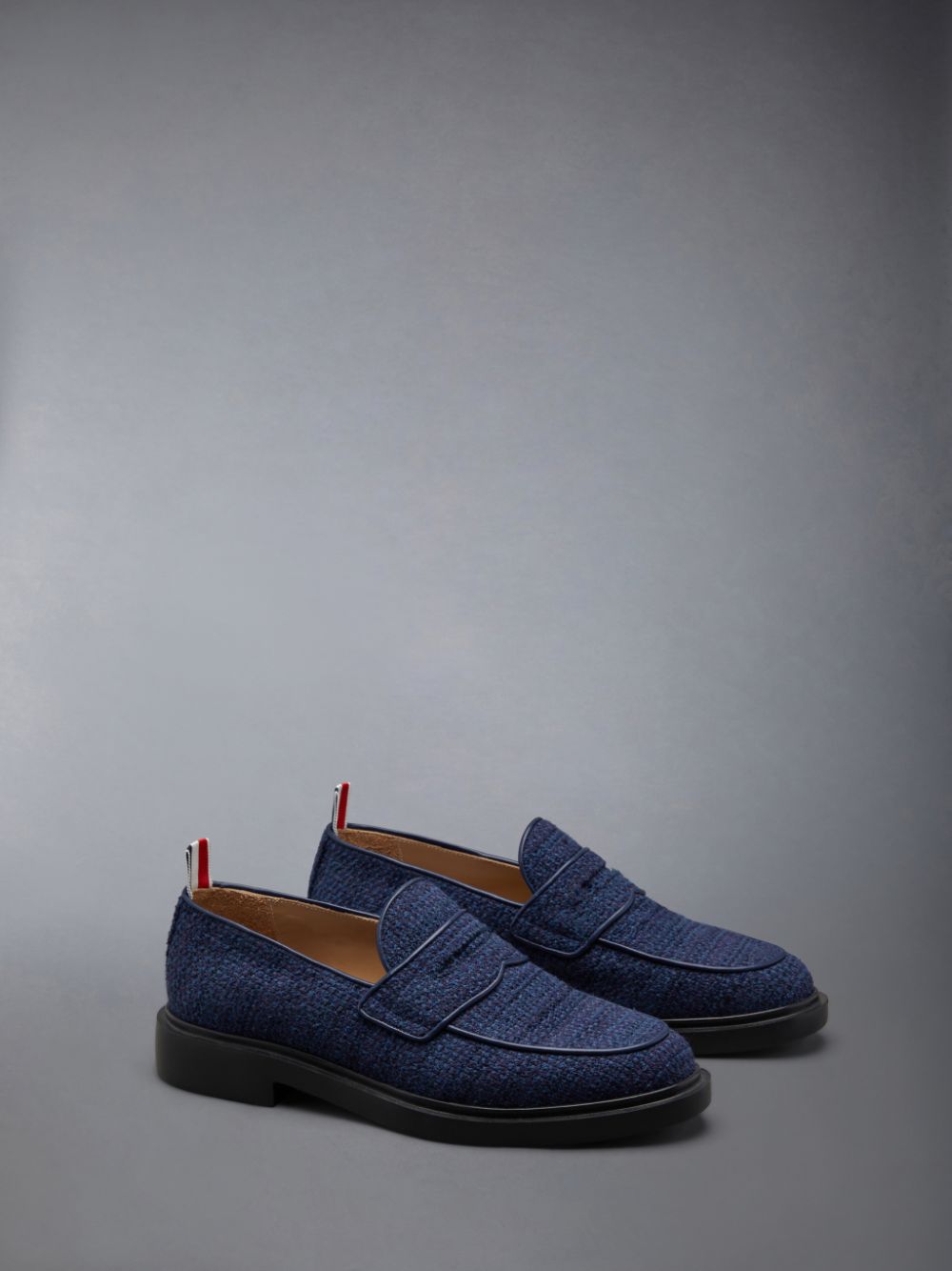 Thom Browne Cotton Tweed Rubber Sole Classic Penny Halbschuhe Herren Blau | GLG78G07405