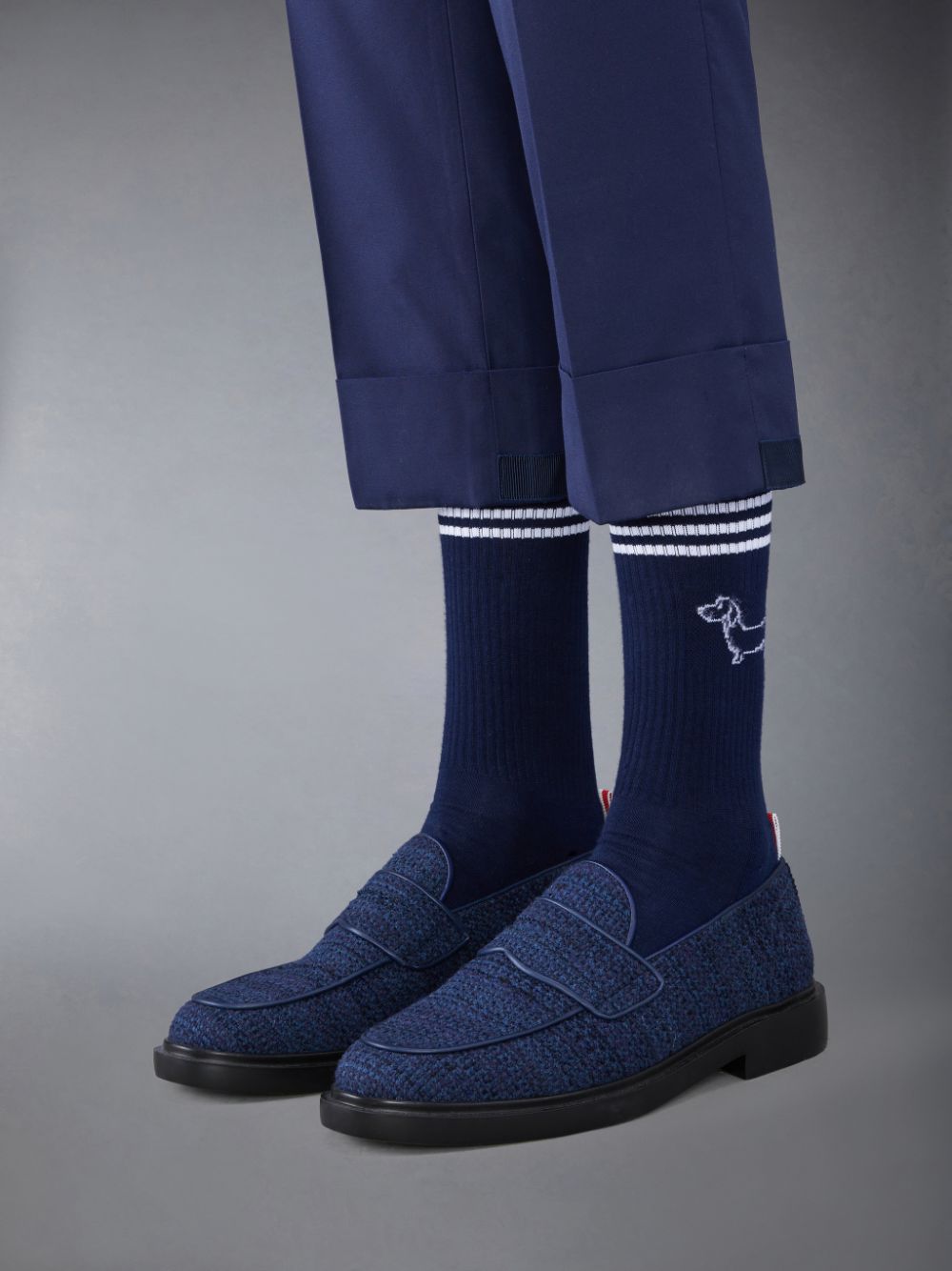 Thom Browne Cotton Tweed Rubber Sole Classic Penny Halbschuhe Herren Blau | GLG78G07405