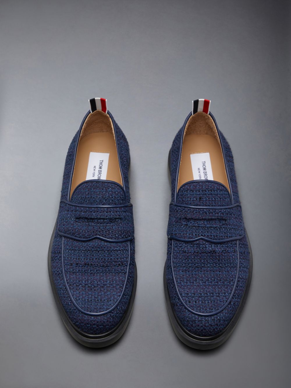 Thom Browne Cotton Tweed Rubber Sole Classic Penny Halbschuhe Herren Blau | GLG78G07405