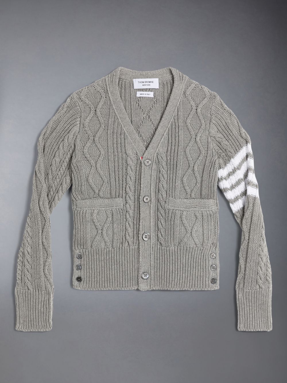Thom Browne Cotton V-neck Strickjacke Jungen Grau | HCF09B42803
