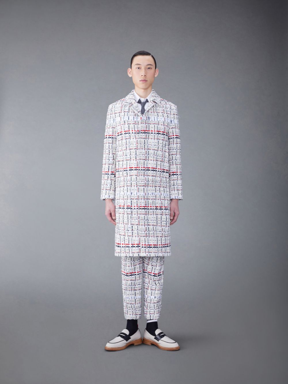 Thom Browne Deconstructed Tweed Relaxed Bal Collar Mäntel Herren Beige | OTG51C51483
